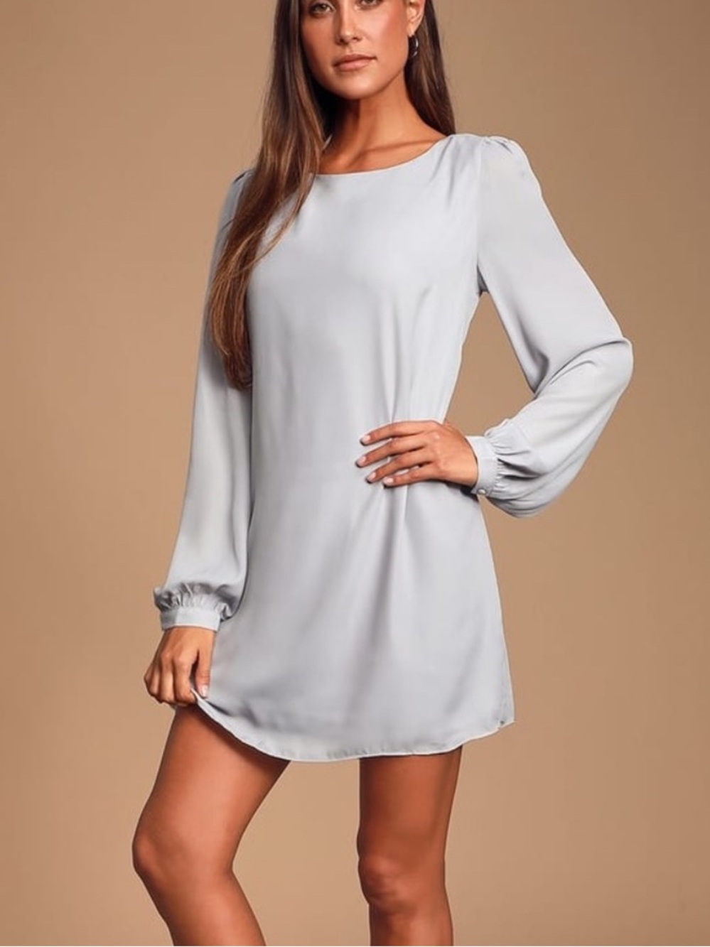 Lulus Status Update Light Grey Shift Dress Size XS